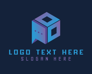 Talk - Gradient 3D Chatbox logo design