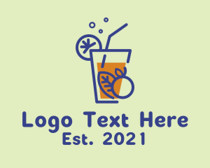 Straw - Orange Juice Glass logo design