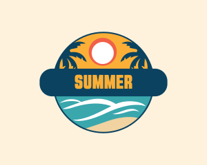 Beach Summer Vacation logo design