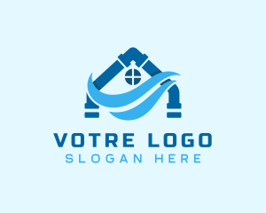 Swoosh - House Plumbing Pipe logo design