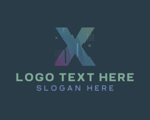 Dj - Modern Glitch Letter X logo design