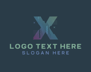 Techno - Modern Glitch Letter X logo design