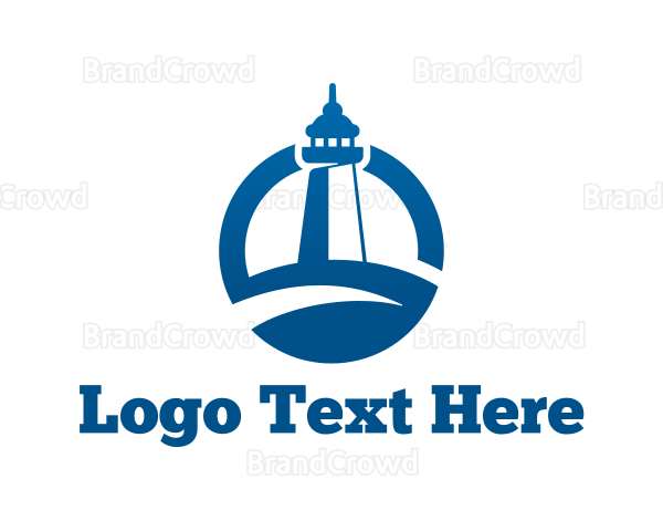 Blue Coastal Marine Lighthouse Logo