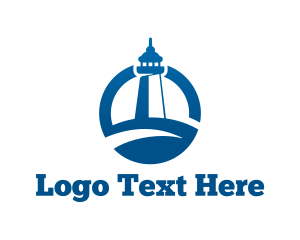 Blue Tower - Blue Coastal Marine Lighthouse logo design