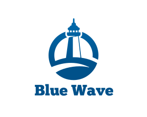 Blue Coastal Marine Lighthouse  logo design