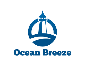 Blue Coastal Marine Lighthouse  logo design