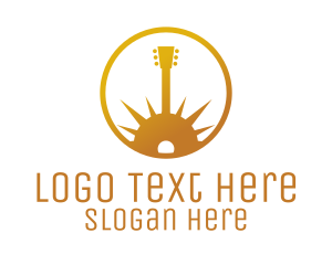 Guitar Player - Gold Guitar Morning logo design