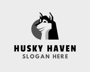 Happy Husky Dog logo design