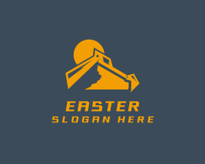 Excavation - Mountain Excavator Mining Machinery logo design