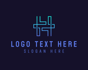 Gradient - Cyber Tech Letter H logo design