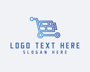 Monoline - Tech Shopping Cart logo design