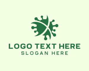 Microbe - Green Virus Letter X logo design