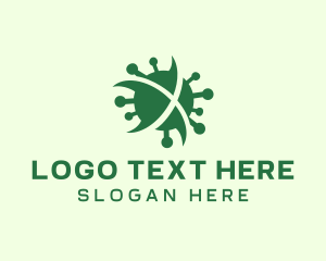 Contagion - Green Virus Letter X logo design