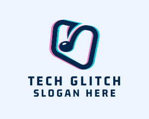 Glitch - Music Note Glitch logo design