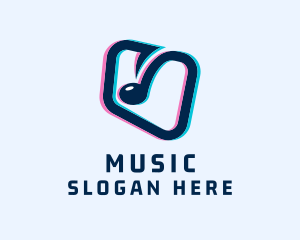 Music Note Glitch  logo design
