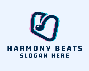 Music - Music Note Glitch logo design