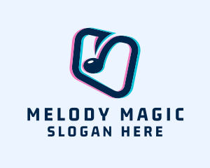 Music - Music Note Glitch logo design