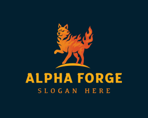 Flaming Alpha Wolf logo design