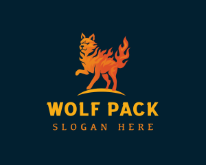 Flaming Alpha Wolf logo design