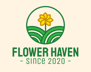 Yellow Sunflower Flower Garden logo design