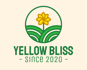 Yellow Sunflower Flower Garden logo design