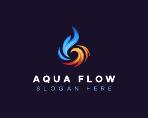 Flow - Thermal Heating Cooling logo design