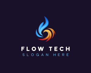 Flow - Thermal Heating Cooling logo design