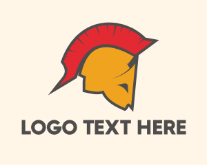 Red Helmet - Spartan Helmet Mohawk logo design