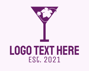 Booze - Violet Martini Glass logo design