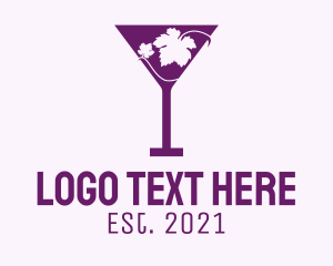 Winemaker - Violet Martini Glass logo design