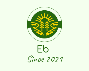 Explorer - Golden Sun Tree Badge logo design