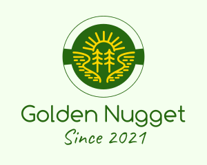 Golden Sun Tree Badge logo design