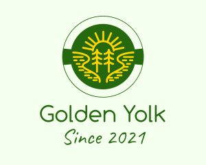 Golden Sun Tree Badge logo design