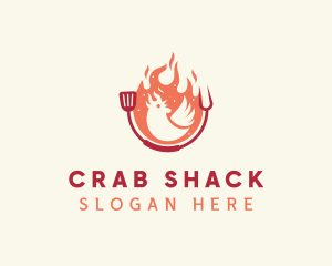 Smoked Flaming BBQ Chicken logo design