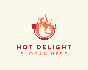 Smoked Flaming BBQ Chicken logo design