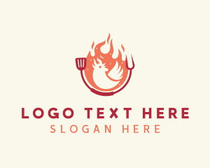 Cook - Flaming BBQ Chicken logo design