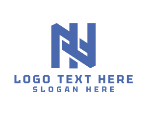 Letter N - Blue Interlaced N logo design