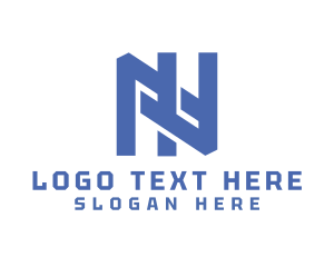 Print - Blue Interlaced N logo design