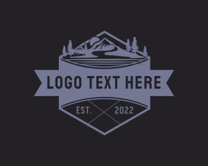 Trekking - Mountain Hiking Badge logo design