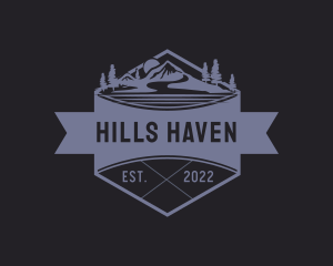 Mountain Hiking Badge logo design