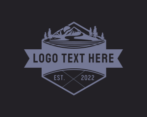 Backpacker - Mountain Hiking Badge logo design
