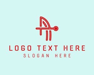 Techology - Modern Letter A Circuit logo design