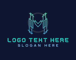 Futuristic Modern Letter M logo design