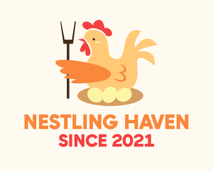 Hatchery - Chicken Egg Pitchfork logo design