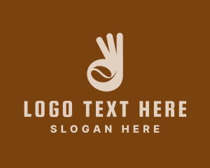 Coffee Bean - Okay Hand Gesture Coffee logo design