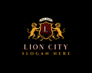 Lion Shield Crest logo design