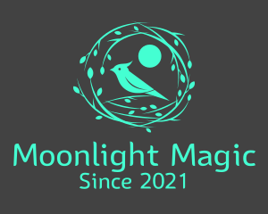 Nighttime - Nightingale Bird Nest logo design