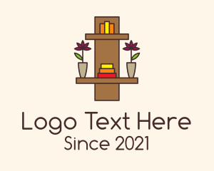 Home Library - Bookshelf Flower Vases logo design