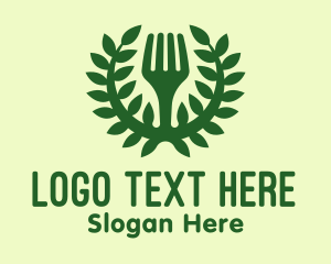 Food Stall - Green Herbal Fork Restaurant logo design