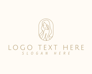 Pretty - Minimalist Girl Outline logo design